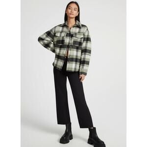 PRINCESS POLLY Veera‎ Shacket Womens Size US 2 Sage Green Plaid Overshirt